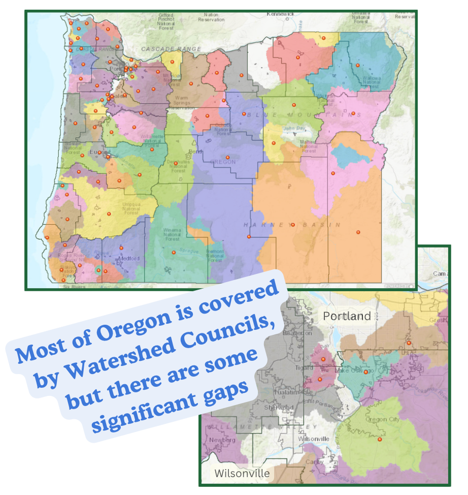 Map of Oregon watershed council coverage